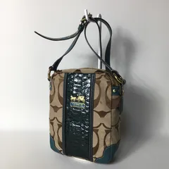2505-17｜コーチ シグネチャー ショルダーバッグ グリーン パイソン