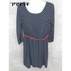 ◇ ◎ NATURAL BEAUTY BASIC ドット 長袖 膝丈 ワンピース サイズM ネイビー＆ホワイト レディース 【中古】 【1002802169458】