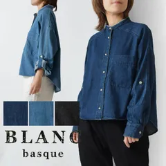【BLANC basque ブランバスク】8oz パールボタン デニムシャツ ダンガリーシャツ (bb88-105) レディース ブラウス 雑誌LEE 羽織り 春 夏 秋 冬 定番 スタンダード 長袖 綿100 ナチュラル 服 おしゃれ 人気 40代 50代