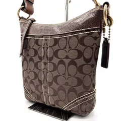 【良品】 COACH コーチ ワンショルダーバッグ トートバッグ シグネチャー 総柄 ロゴ型押し ゴールド金具 肩掛け 斜め掛け キャンバス レザー レディース ブラウン 茶色