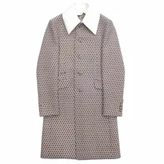 美品 12aw プラダ PRADA 総柄ジャガード デタッチャブル ステンカラー ロング コート ジャケット 44R ランウェイ着用アイテム ライトベージュ 黒 ブラック 赤 メンズのサムネイル