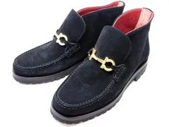 美品 フェラガモ ■ レディース ショートブーツ シューズ サイズ5 1/2D 約23cm 靴 スエードレザー 黒 Salvatore Ferragamo □7G