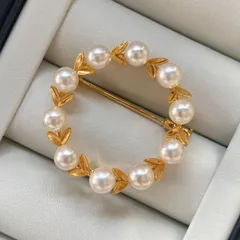 アコヤ本真珠 5.5-6mm テリ抜群 リース ブローチ シルバー