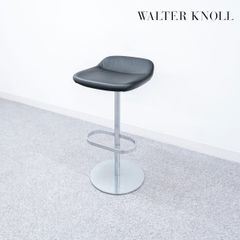 【展示品】Walter Knoll ウォルターノル Turtle Bar Stool タートル バースツール カウンター スチールレッグ レザー ブラック ピアソン・ロイド