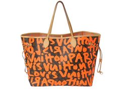 極美品 LOUIS VUITTON ルイヴィトン モノグラムグラフィティ ネヴァーフルGM トートバッグ  M93702 ブラウン オレンジ 中古 4b001868