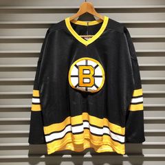 カナダ製 CCM ボストン ブルーインズ NHL Boston Bruins ホッケージャージ ワッペン サイズ：XL ブラック×イエロー Made in CANADA【PI】