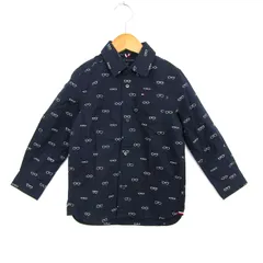 トミーヒルフィガー 長袖シャツ メガネ柄 トップス キッズ 男の子用 XSサイズ ネイビー TOMMY HILFIGER 【中古】のサムネイル