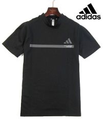 ※土233新品▼ アディダス ゴルフ adidas Golf 半袖カットソー 【 L 】 モックネック 半袖Tシャツ adidas AEROREADY素材 黒系