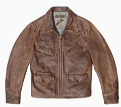 秋冬 新品　刺繍　茶芯牛革　レトロ　本革 ユーズド加工　ライダースジャケット 革ジャン Ｓ～5XL　　ブラウン