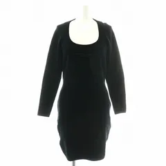 アレキサンダーワン ALEXANDER WANG .t タイトワンピース ひざ丈 長袖 Uネック ロゴ ベロア ストレッチ S 黒 ブラック /NW25のサムネイル
