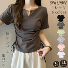 送料無料 tシャツ レディース 半袖Tシャツ Ｖネック カットソー 細見え 夏春 無地 引き紐付きTシャツ シンプル インナー かわいい おしゃれ【売れ筋ランクイン】