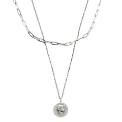 【シルバー × アソート】[Cream dot. クリームドット公式] ネックレス レディースステンレス製 2点セット 金属アレルギー つけっぱなし サージカルステンレス ショート オーバルチェーン コイン 2way 大人