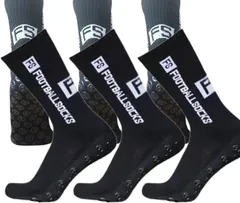 B-magasin 互換品サッカー ソックス グリップ スポーツ 靴下 滑らない ランニング ゴルフ アウトドア 作業 セット(黒3,  24.5-28.0 cm)