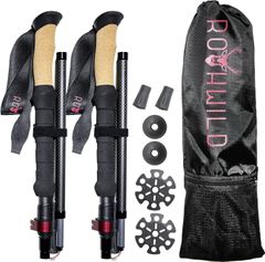 Rothwild ドイツ産 トレッキングポール 2本セット 超軽量 高強度 登山 収納バッグ付 ストック ステッキ ウォーキング 登山杖 ポール