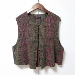 #spc シセンドウ 詩仙堂 ヒトシタムラ ベスト ジレ 黒 茶 ピンク ちりめん 日本製 美品 レディース [855012]