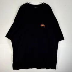 古着 ステューシー STUSSY 半袖Tシャツ 8ボール ファイヤーパターン クルーネック 大きいサイズ XXL  ブラック 両面プリント メンズ