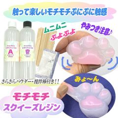 モチモチレジン スクイーズ もちもち ぷよぷよ やみつき ストレス解消 グミ ソフト 簡単 まぜるだけ 親子で楽しめる 2液 さらさらパウダー棒付き 500ml resin52 GreenRoseYumi