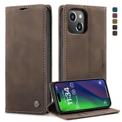 YUZOR for iPhone 16 ケース 手帳型 アイフォン 手帳 スマホケース 手帳型 携帯カバー レザー 耐衝撃 耐摩擦 全面保護 マグネット式 カード収納 スタンド機能 肌感レザー 人気 上質 珈琲 (013-16-ka)