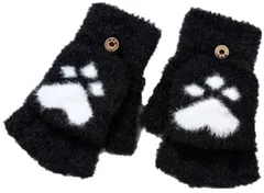 Coup de Coeur！ クープ・ド・クール 手袋 グローブ かわいい もこもこ 起毛 2way スマホ対応 タッチパネル 防寒 保温 冬用 レディース クリスマスプレゼント 彼女 フェミニン フリーサイズ(ブラック,  Free Size)