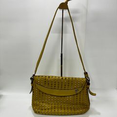 ★-33 PELLE BORSA ペレボルサ ショルダーバッグ ワンショルダー イエロー系 ロゴチャーム付き レディース