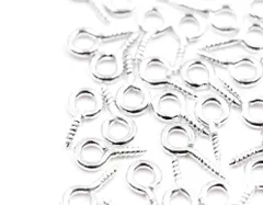 ヒートン ホワイトシルバー　10mm ★100個 ネジ付き　基礎金具のサムネイル