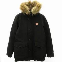 ダントン DANTON 美品 タッサー ダウンジャケット コート フード ファー取外し可 ビショップ取扱い ロゴ 黒 ブラック 38 約S 0310