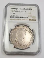 1750 Mexico Silver Pillar 8 Reales NGC Uncirculated Details