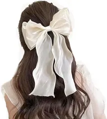 coco plaza ヘアリボン 2個セット 髪飾り バレッタ ヘアクリップ 可愛い(ベージュ)