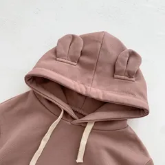 新品　ベビー　ロンパース　トレーナー　フード付　長袖　80cm 　グリーン　ブラウン　フォロー割　かわいい　男女