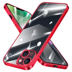 【数量限定】スリム 耐衝撃 透明 スマホケース シリコン カバー 赤 用 メッキ加工 用 黄変防止 iphone14 ストラップホール付き 薄型 6.1インチ TPU アイフォン クリア 14 14 用 ケース ケース iPhone レッド
