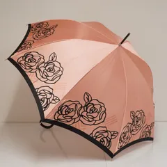耐風傘 LANVIN COLLECTION ランバンコレクション USED美品 フラワー ブランド ロゴ 華やか ピンク ジャンプ 60cm A3215