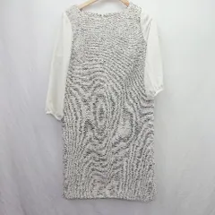 ◇ ⊇ SHOO・LA・RUE シューラルー ツイード切替 長袖 膝丈 ワンピース サイズS アイボリー レディース E  【1505290013499】