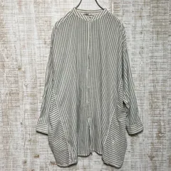 niko and…  ニコアンド　レディース　トップス　シャツ　ブラウス　プレミアムコットンローンシャツ　チュニック　長袖　ノーカラー　総柄　ストライプ　グレー　オフホワイト　モノトーン　オーバーサイズ　シンプル　カジュアル　オシャレ　s451h371