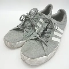 ◇ Θ adidas アディダス ライン入り ローカットスニーカー サイズ27.5 グレー ホワイト メンズ E  【1501230030182】