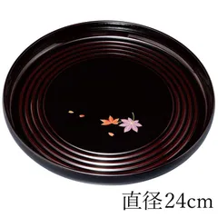 紀州塗り お盆 トレー 8寸 24cm 丸盆 溜 錦春秋 金蒔絵 和風 和室 おしゃれ 木目調 トレイ おぼん 日本製