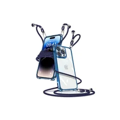 iPhone 14 Pro Max ケース クリア ショルダー iPhone14pro max スマホケース アイフォン14ProMax カバー 肩掛け 斜めかけ 縄掛けケース 透明 薄型 軽量 TPU 携帯ケース 紐付き 斜めがけ 織りストラップ付き 長 1