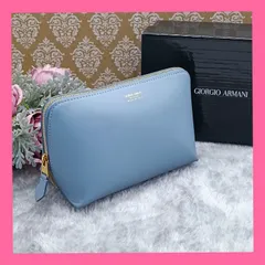 《 GIORGIO ARMANI 》　ジョルジオアルマーニ　ポーチ　コスメポーチ　ビューティーケース　小物入れ　トラベルケース　本革　オールレザー　くすみカラー　希少　送料無料・匿名配送・最短即日発送いたします！　1212