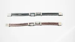 メンズ　 ブレスレット　レザー　シルバー　ブラック　ブラウン　編み込み
