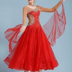 社交ダンスドレス スタンダードドレス モダンダンス  細見え オーダーメイド