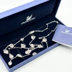 SWAROVSKI  スワロフスキー 未使用 クリスタル ティアドロップ ネックレス シルバー 豪華 パヴェ 入手困難 箱ありほぼ未使用