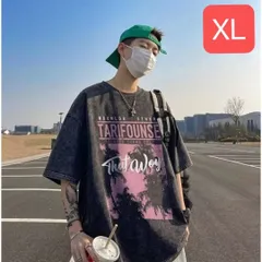 メンズTシャツ半袖トップス（ブラック/XLサイズ/2XLサイズ）春夏秋おしゃれレトロダボT