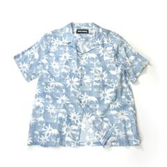 ジャックムス 50→L サンフラワー 花柄 総柄 刺繍ロゴ 半袖開襟シャツ