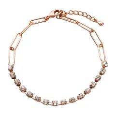 【ピンクゴールド×ワンサイズ】[Cream dot. クリームドット公式] ブレスレット レディース  金属アレルギー ニッケルフリー ビジュー ライン オーバルチェーン メタル 艶 大人 のサムネイル