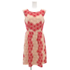 トッカ TOCCA 美品 ワンピース クルーネック 花柄 刺繍 ノースリーブ ひざ丈 2 M ピンク /AE ■GY19