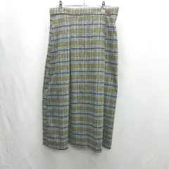 ◇ ⊇ ABITOKYO チェック柄 膝下丈 プリーツ スカート サイズL ブラウン ライトブルー レディース E  【1501160014962】