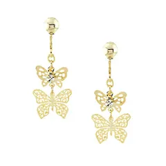 [ジュエリーショップエム] バタフライ 蝶 ちょうちょ 透かし ニッケルフリー e2869 イヤリング ソフトクリップ ゴールド