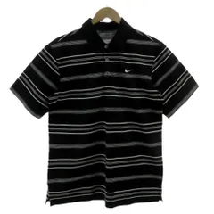 ナイキゴルフ NIKE GOLF ポロシャツ FIT DRY 328700-010 ロゴ刺繍 半袖 速乾 ボーダー ブラック 黒 ホワイト 白 L