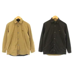ラコステ LACOSTE リバーシブル中綿シャツジャケット ステンカラー ナイロン ヘリンボーン ワッペン FR38 XS ベージュ 茶 ブラウン CH0492 /KU ■BMのサムネイル