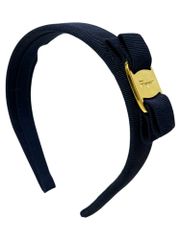 Salvatore Ferragamo カチューシャ ヴァラ リボン ネイビー - メルカリ