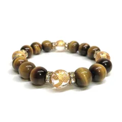 12mm 四神獣金彫水晶×タイガーアイ パワーストーン ブレスレット天然石 運気上昇 金運 ギャンブル運 お守り 青龍 白虎 玄武 朱雀 （ゴールド）メンズ・レディース　男性・女性　数珠ブレス　開運  [6]